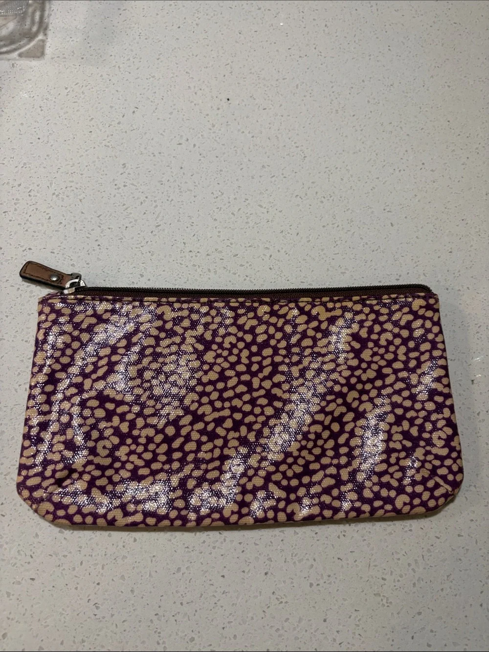 Fossil Purple and Tan Patterned Zip Pouch - Women’s Accessory